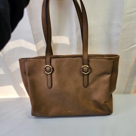 Relic Handbags - Relic Vegan Leather Hand Tote Shoulder Bag 3 Compartments Brown Very Clean